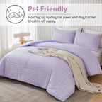 Avelom Lavender Purple Seersucker Comforter Set, California King, 104X96, 3 Pieces