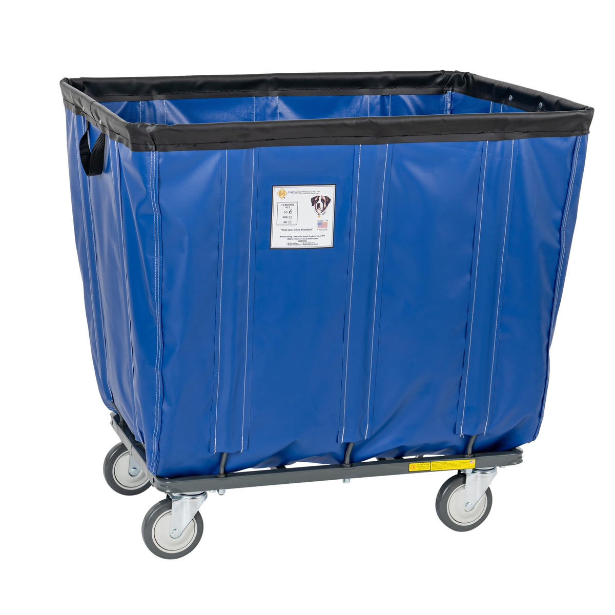 R&B Wire Products 414SOC-BL 14 Bushel Vinyl Basket Truck All Swivel Casters44; Blue - 41.5 x 30.25 x 37 in.