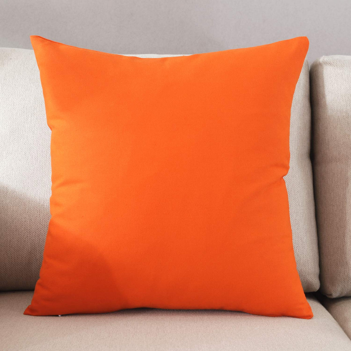 TAOSON Home Decorative 100% Cotton Canvas Square Solid Toss Pillowcase Cushion Cover Pillow Case with Hidden Zipper Closure Only