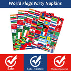 96Pcs International World Flags Party Supplies Country Flag Paper Plates Napkins Travel Trip Around The Globe Party Decorations
