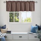DWCN Kitchen Valance Solid Short Topper, Brown Valance Curtains for Living Room, Rod Pocket Bathroom/Basement Window Curtains - 