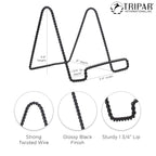 Tripar Decorative Twisted Wire Stand, Black Display (6 Inch Depth) Tabletop Easel Sleek & Modern Look - Perfect For Books, Plate