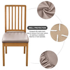 Searchi Waterproof Pu Leather Seat Covers For Dining Chairs, 6 Pack Stretch Dining Room Chair Seat Covers, Kitchen Chair Seat Covers Protectors (Taupe)