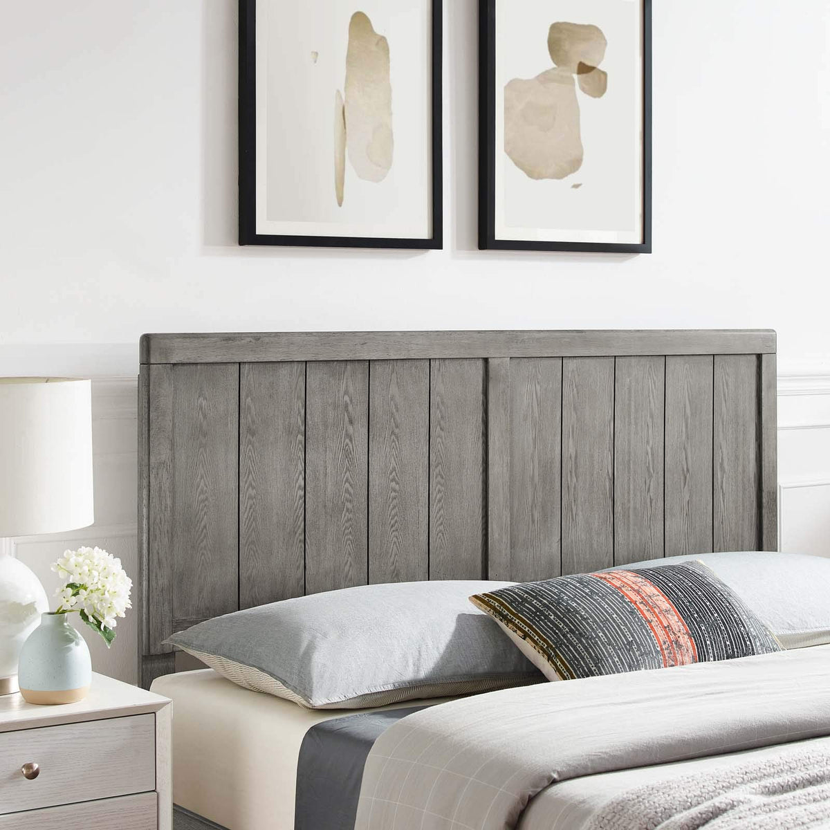 Modway Mod-6217-Gry Robbie Full Wood Headboard, Gray