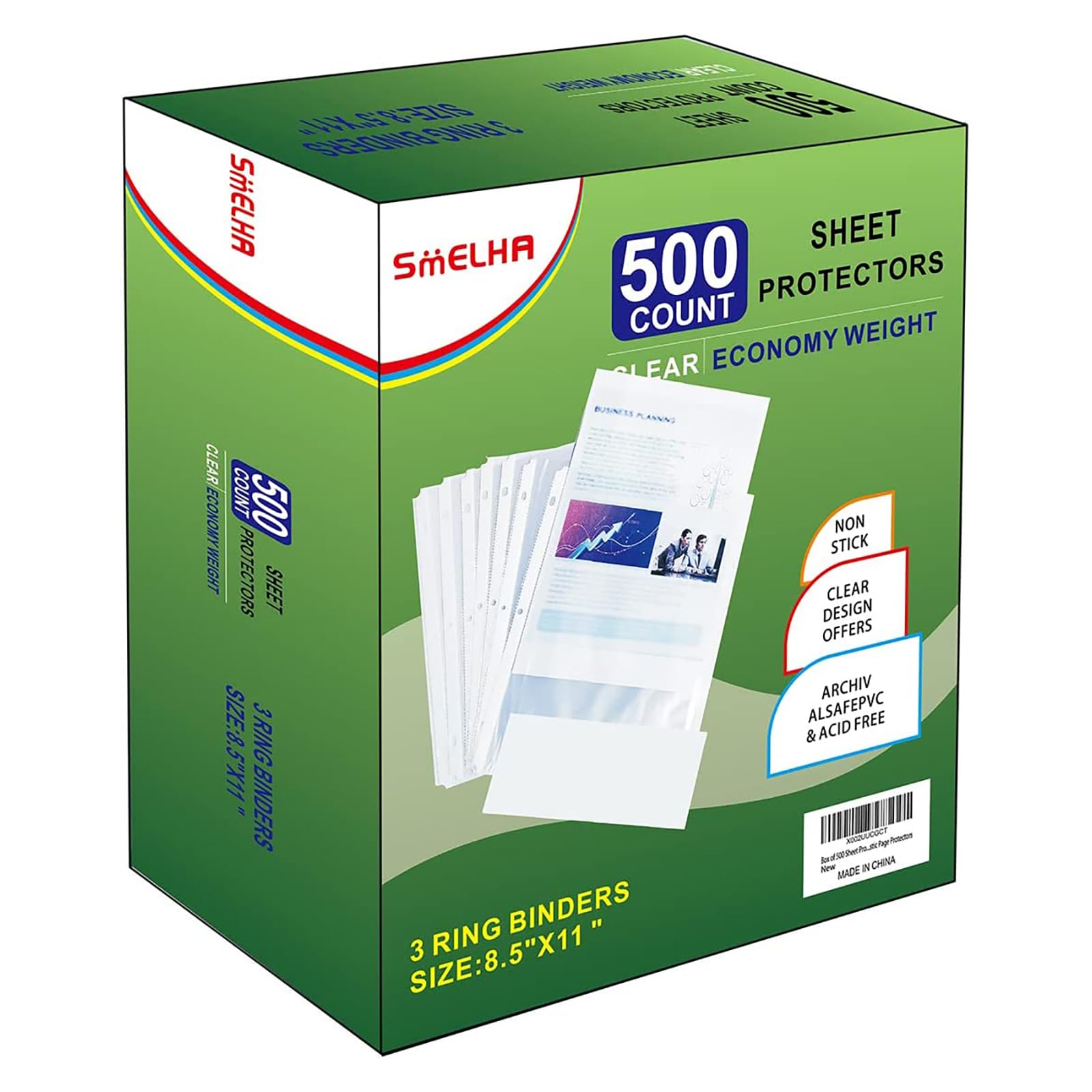 Sheet Protectors 500 Page,Page Protector 8.5' X 11' ,Upgraded Clear Plastic Page Protectors,For 3 Ring Binder, Top Loading Pap