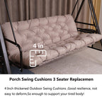 Porch Swing Cushions, Outdoor Swing Replacement Cushions 3 Seater With Backrest, Waterproof Bench Cushion With Ties,For Patio,Po