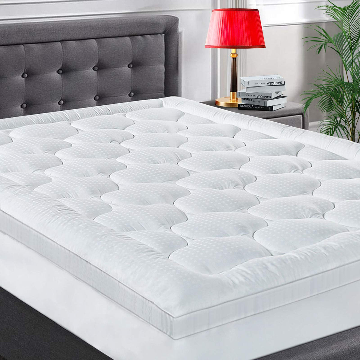 Cohome Mattress Topper Twin Xl 1300 Gsm Extra Thick Cooling Mattress Pad 400Tc Cotton Top Plush Down Alternative Fill Pillow Top