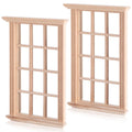 JOINPAYA 2 Pcs Dollhouse Windows Frames: 1: 12 Scale Miniature Wood Windows 12- pane Window Furniture Model for Dolls Houses Dec