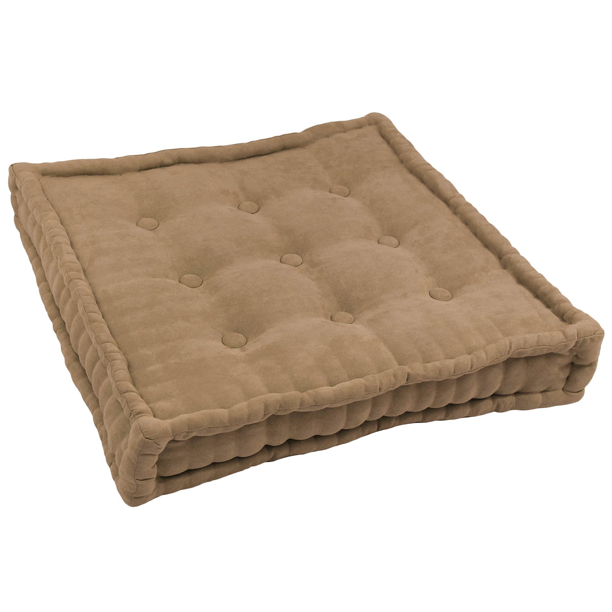 Blazing Needles Button-Tufted Microsuede Square Floor Pillow, 25&quot;, Java