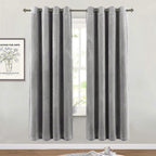 SMILETIME Grey 72 in Long Velvet Curtains with Grommet, Thermal Insulated Super Soft Privacy Noise Reducing Light Blocking Velve