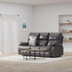 Madrona Burke Zoey Dark Graphite 84" Power Sofa with Dual Recliners, Microsuede Upholstery, and USB Charging Station