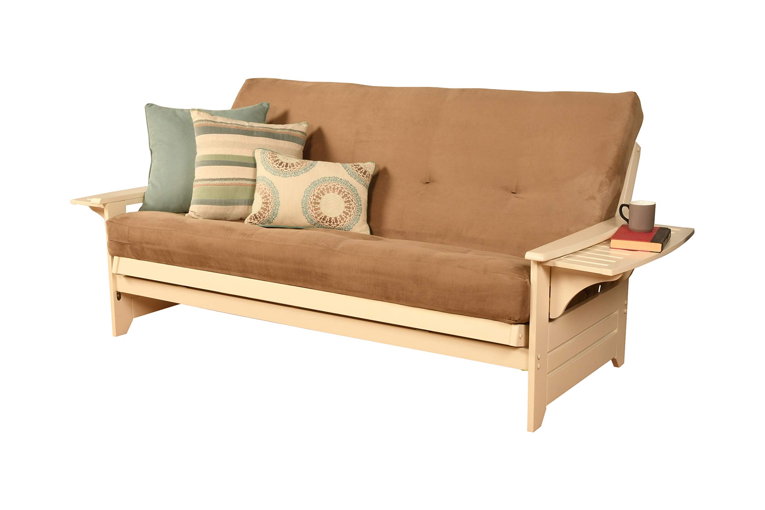 Kodiak Furniture Phoenix Futon Set With Suede Peat Mattress, Full, White