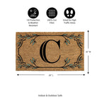 Evergreen Monogram Coir Doormat | Letter C | Front Door Mat For Outdoor Indoor Entrance | 28X16 Inches | Non-Slip Backing Doorwa