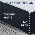 Cathay Home Double Brushed Microfiber Pleated Easy Fit Bed Skirt, Ultra Soft, Fade And Wrinkle Resistant - Navy, California King