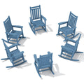 Serwall Hdpe Outdoor Rocking Chair Set Of 6, Outdoor Rocking Chairs For Adults, All Weather Outdoor Rockers For Lawn, Black