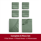 Mellanni Full Sheet Set - 6-Piece Iconic Collection Bedding, (Including 4 Pillowcases), 16-Inch Deep Pocket, Easy Care, Extra Soft, Cooling Sheets, Brushed Microfiber - Sage