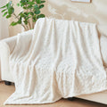 Newcosplay Super Soft Twin Blanket Off White Love Premium Silky Flannel Fleece 3D Heart Checkered Lightweight Bed Blanket All Se