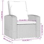 vidaXL Patio Reclining Chair - Adjustable Outdoor Relaxation Chair with Cushions, Durable and Easy-to-Clean Gray Poly Rattan Frame with Manual Reclining Function