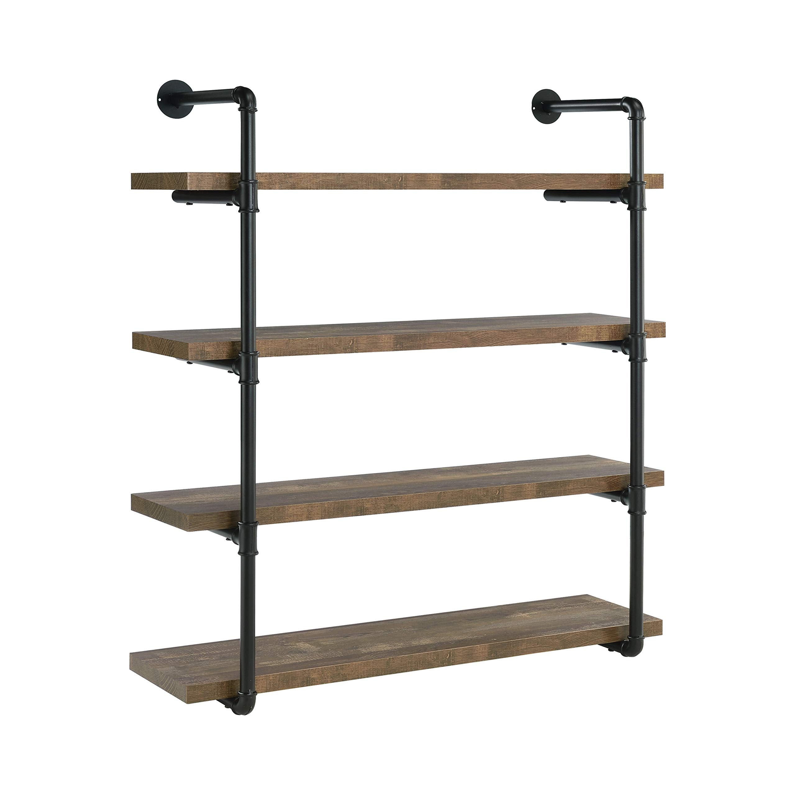 Coaster Home Furnishings 40-inch Wall Shelf Black and Rustic Oak