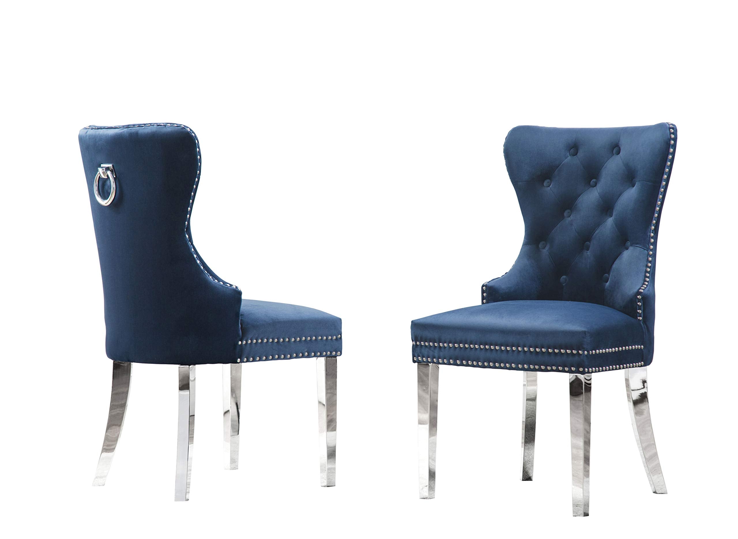 Best Quality Furniture Side Chair (Set Of 2), Navy Blue