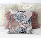 HomeRoots White Pink Floral Zippered Suede Throw Pillow