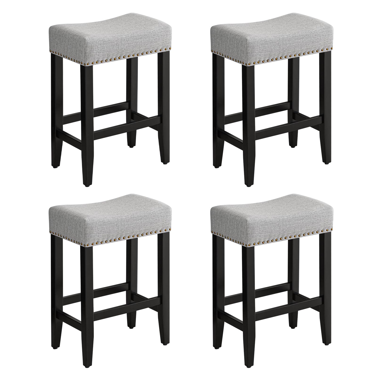 Furniliving Bar Stools Set Of 4, 25.7 Inch Counter Height Bar Stools, Stools For Kitchen Counter With Solid Wooden Legs, Upholst