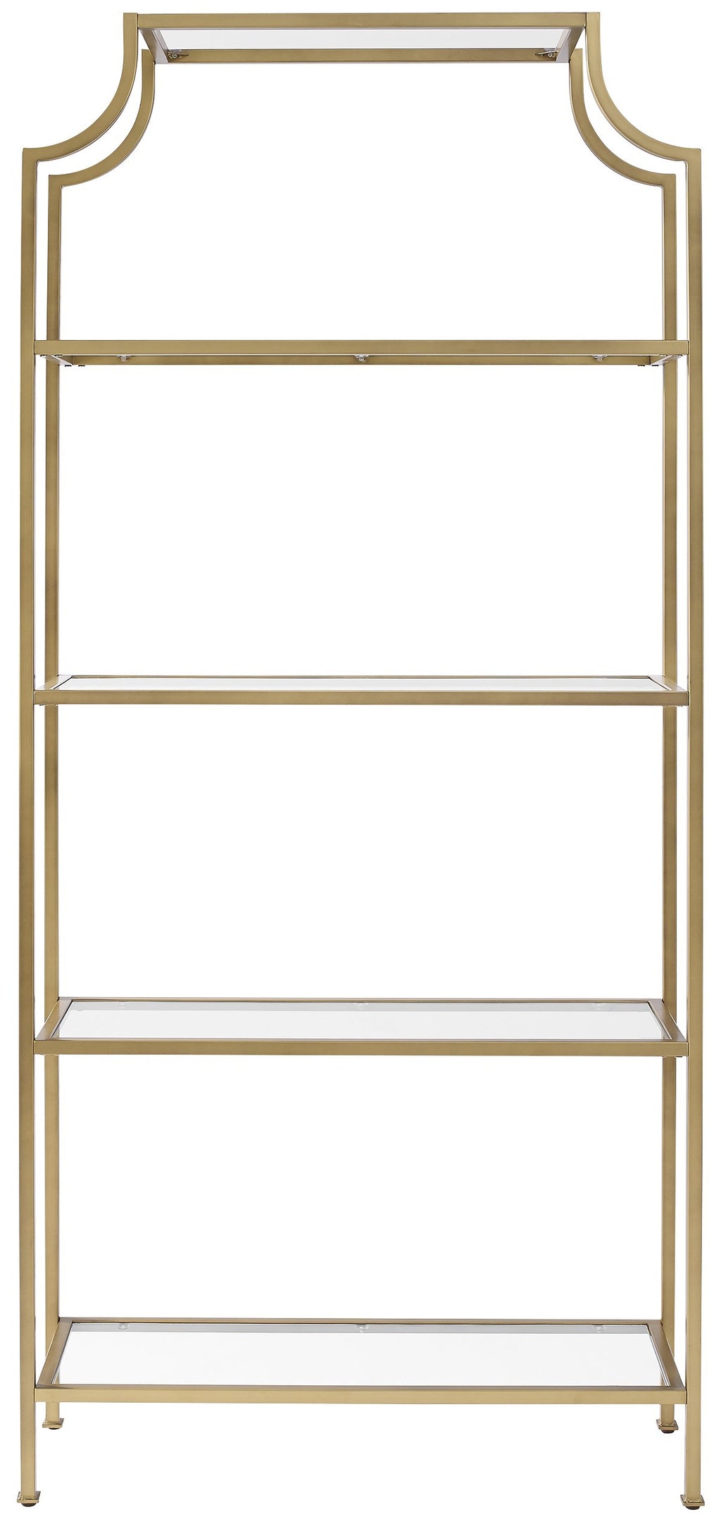 Crosley Furniture Aimee Bookshelf with Glass Shelves, Bookcase Storage, Gold and Glass