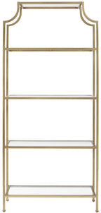 Crosley Furniture Aimee Bookshelf with Glass Shelves, Bookcase Storage, Gold and Glass