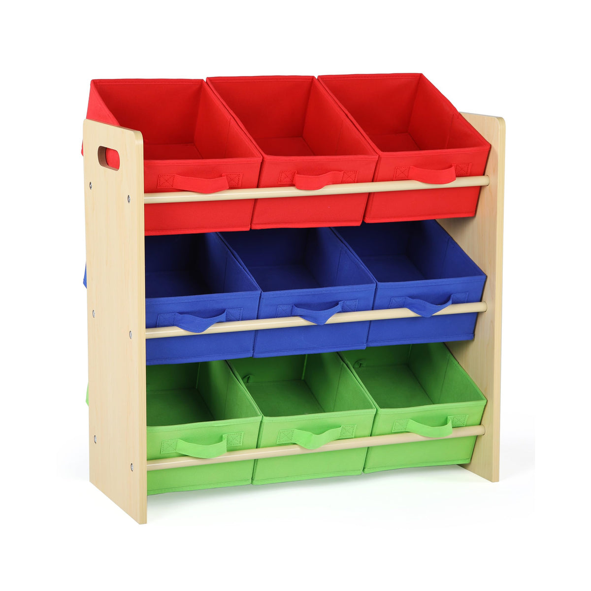Humble Crew Kids Toy Organizer with 9 Fabric Bins, 3 Tier Storage Shelf