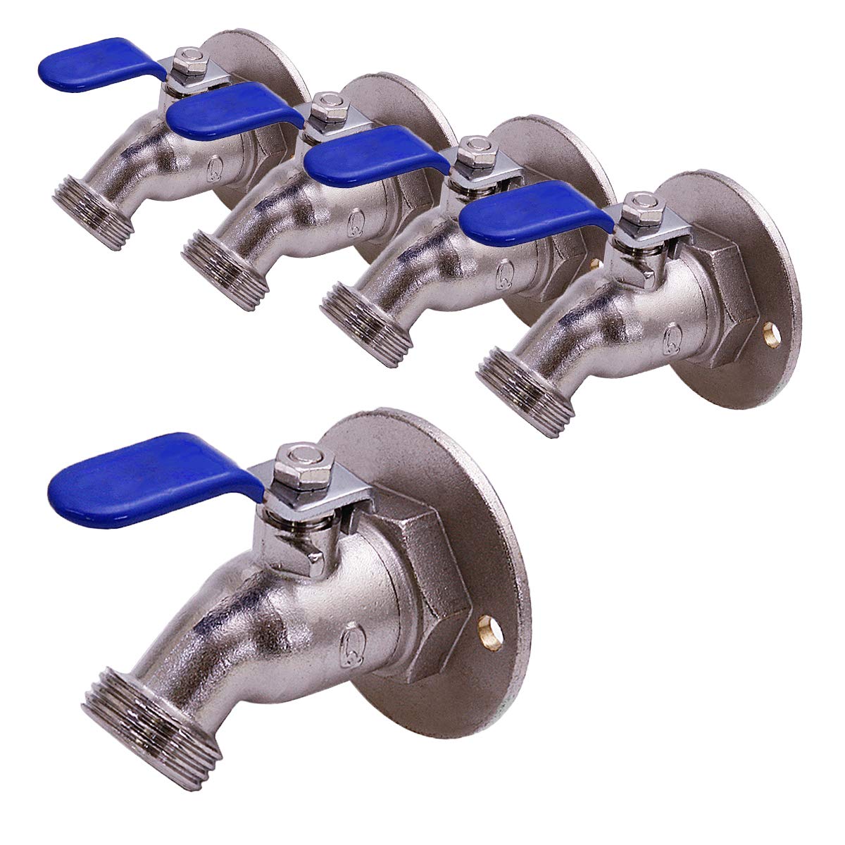 Midline Valve 3387Xjs-5 Sillcock Bibb With Oversized Flange, Chrome Plated Brass (5 Pack), 1/2 In. Pex A Inlet X 3/4 In. Mht Hos