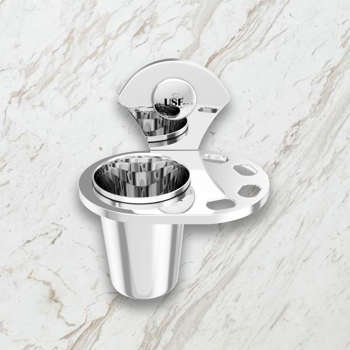 USF 202 Stainless Steel Tumbler Holder for Bathroom, Wall Mounted Tumbler Holder for Toothbrush & Toothpaste for Wash Area, Rust