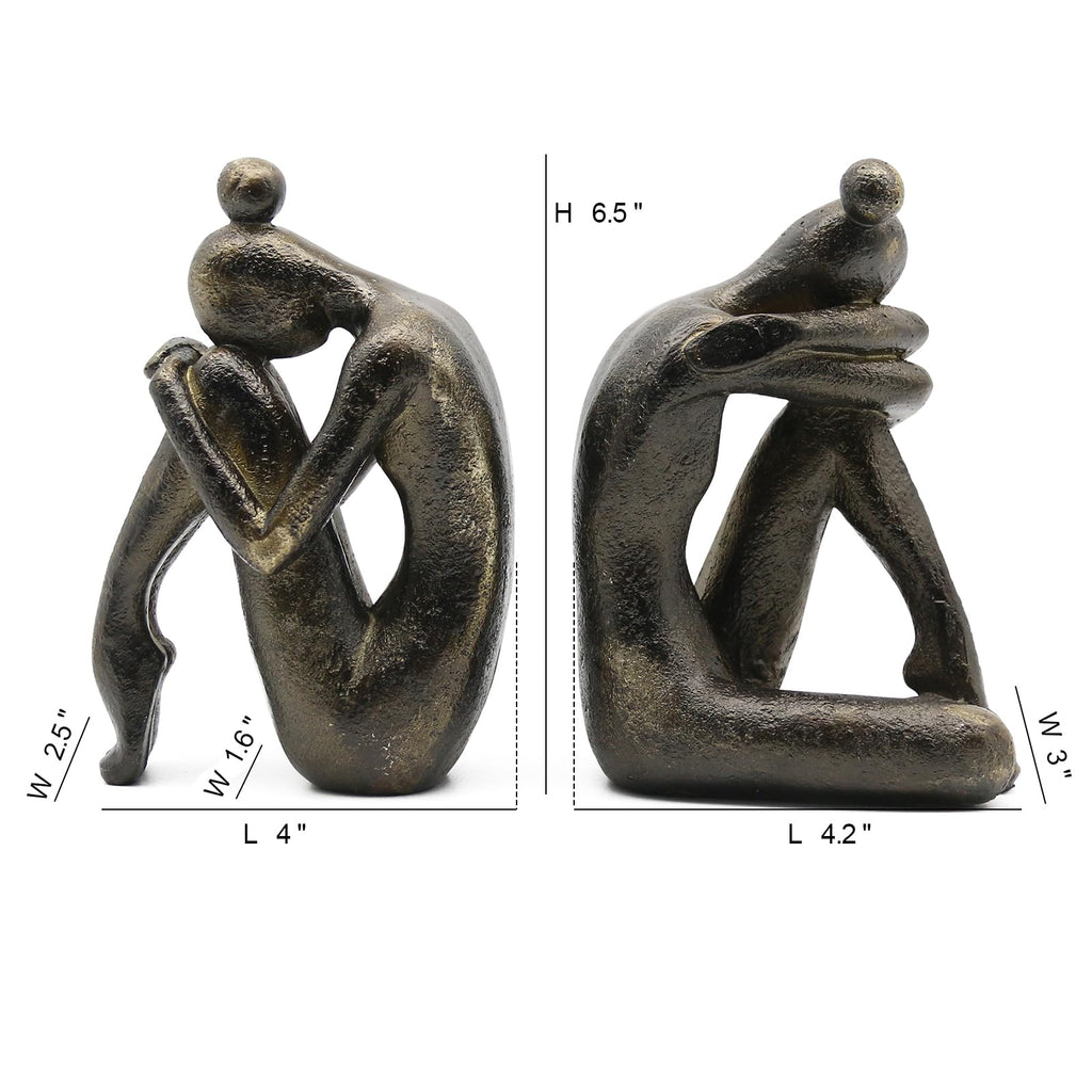 Lukitas Unique Decorative Girl Thinker Bookends, Home Office Books Shelves Stoppers Holder, Nonskid Book Stoppers, Creative Desk