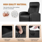 Fdw Recliner Chair Home Theater Seating Reclining Sofa Push Back Recliner With Lumbar Support And Leather Padded Seat Backrest For Living Room (Black)