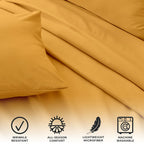 Great Bay Home 3-Piece Twin Yellow Microfiber Sheet Set | Ultra-Soft, Brushed Bedding Sheets & Pillowcases - Wrinkle & Fade Resistant, All-Season Bed Sheets For Bed (Twin, Ginger)