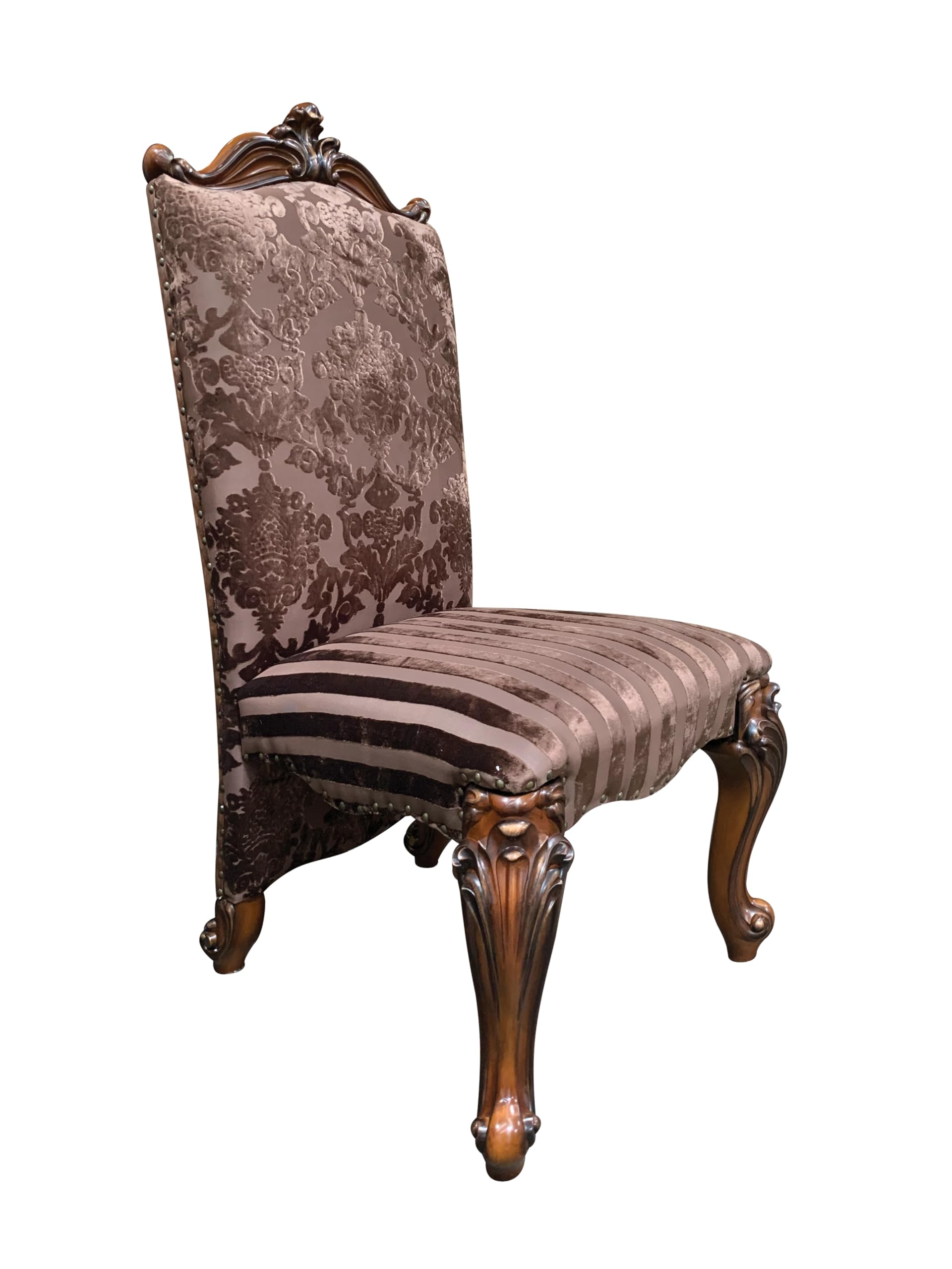 Acme Versailles Faux Leather Dining Side Chair in 2 Tone Brown Set of 2