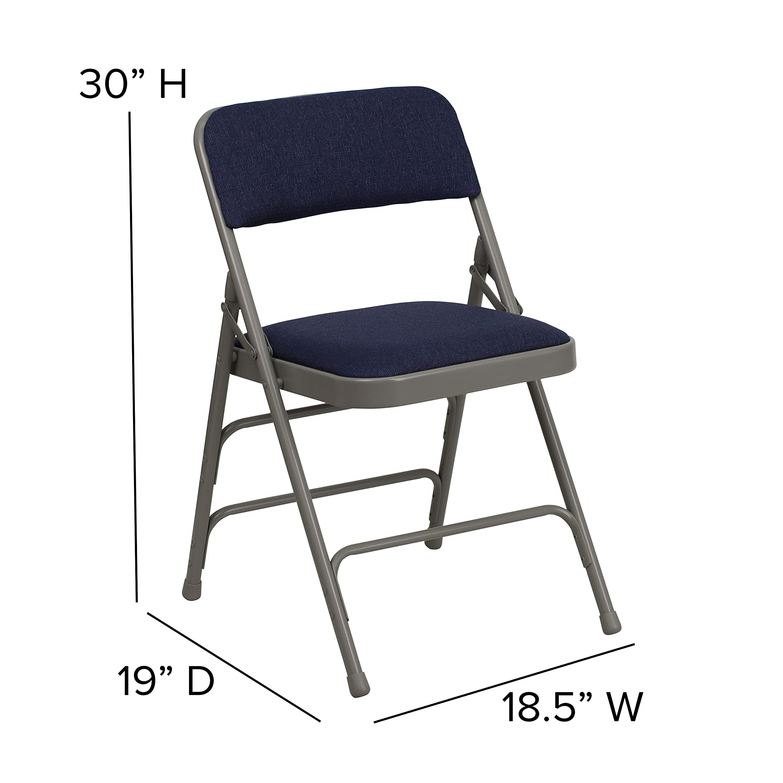 Flash Furniture HERCULES Series Curved Triple Braced & Double Hinged Navy Fabric Metal Folding Chair