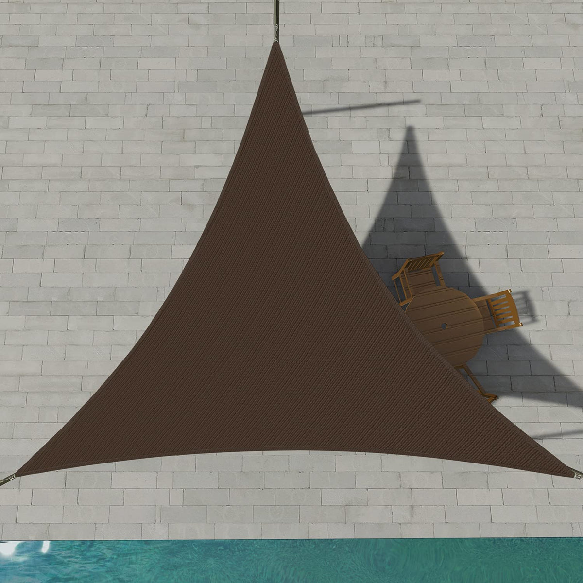Patio Paradise 14' X 14' X 14' Brown Sun Shade Sail Triangle Canopy, 180 Gsm Permeable Canopy Pergolas Top Patio Cover, Permeabl