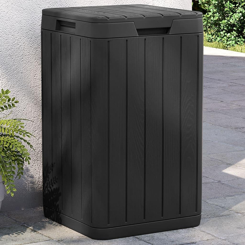 Vidaxl Outdoor Garbage Bin - Polypropylene Anthracite 15&quot;X15&quot;X25.6&quot; - Garden Waste Container With Large 21.1 Gallon Capacity, Lid Enclosure, Imitation Wood Texture Design