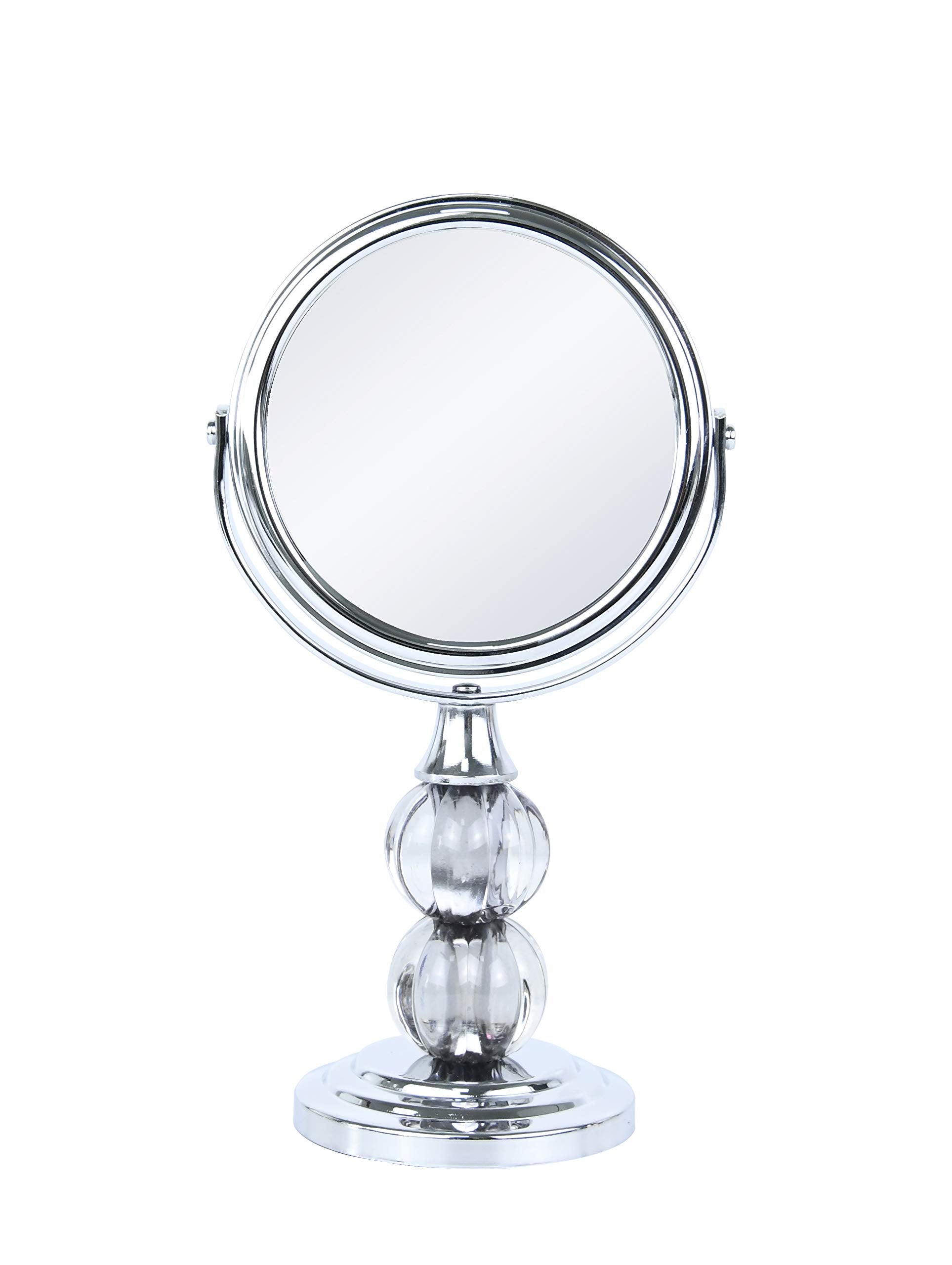 Zahari Home Aroma Magnifying Makeup Mirror with Stand, Double Sided 1X/3X Magnification, 360 Degree Swirl, 6.30 inch Grey Mirror