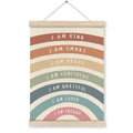 HRQKO I Am Kind Smart Inspirational Poster Hanger Frame, Boho Rainbow Wall Art with Wooden Frames, Positive Affirmation Hanging 