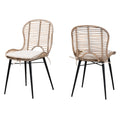 Bali & Pari Brenna Natural Rattan Dining Chair, 2-Piece Set, Greywashed
