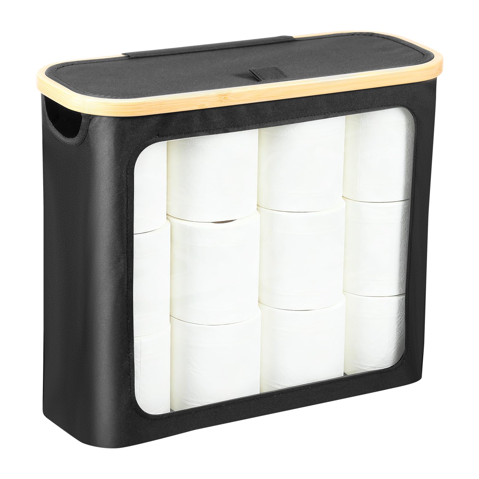 Toilet Paper Storage with Lid, Large Toilet Paper Basket, Foldable Toilets Papers Holder Organizer Holds Up to 9-12 Rolls for Ba