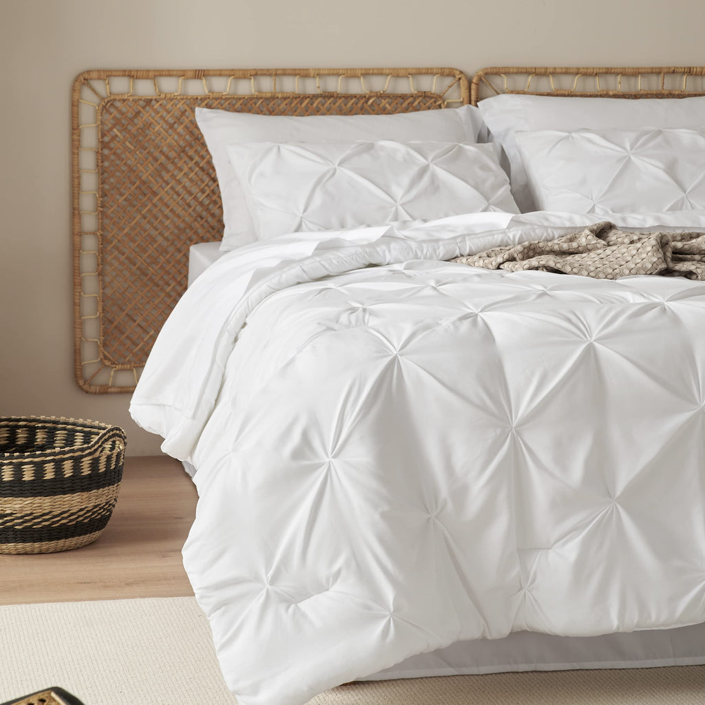 Bedsure California King Comforter Set - Cal King Bed Set 7 Pieces, Pinch Pleat White Cali King Bedding Set With Comforter, Sheet