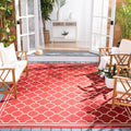 SAFAVIEH Courtyard Collection 8 x 11 Red/Bone CY6918 Trellis Indoor/ Outdoor Splashproof Easy Scrubbing Patio Backyard Mudroom