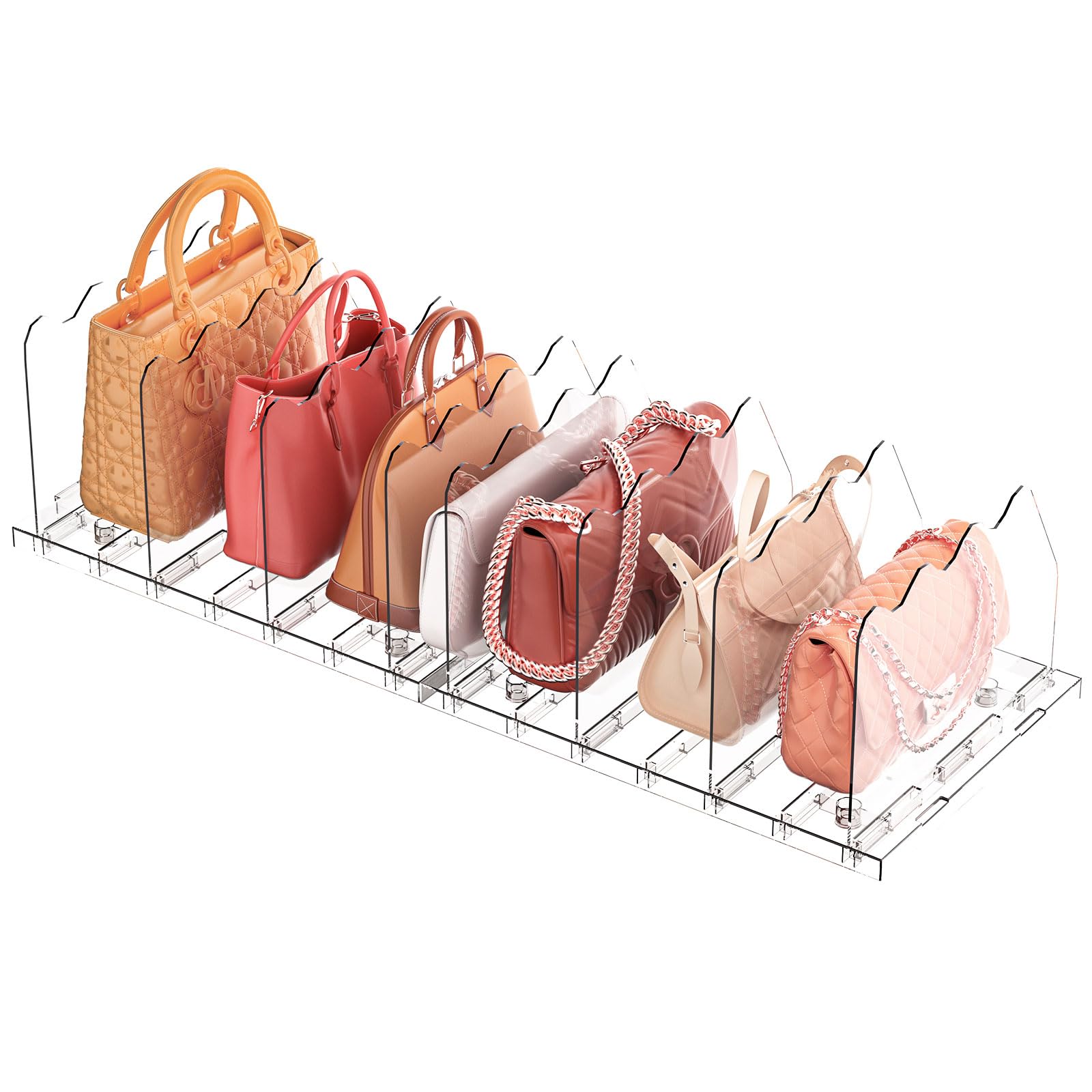 Soyo Adjustable Shelf Divider For Closet, Acrylic Purse Organizers For Closet, Clear Handbag Shelf Dividers, Clear Bookshelf Sep