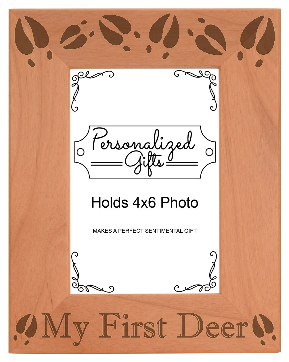 ThisWear Hunting Frame My First Deer Picture Frame Hunters Gifts Wood Engraved 4x6 Portrait Picture Frame