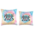 Rainbow Tie-Dye Graduation Gift Co. Back To School | Tie Dye Class Of 2025 Throw Pillow, 18X18, Multicolor