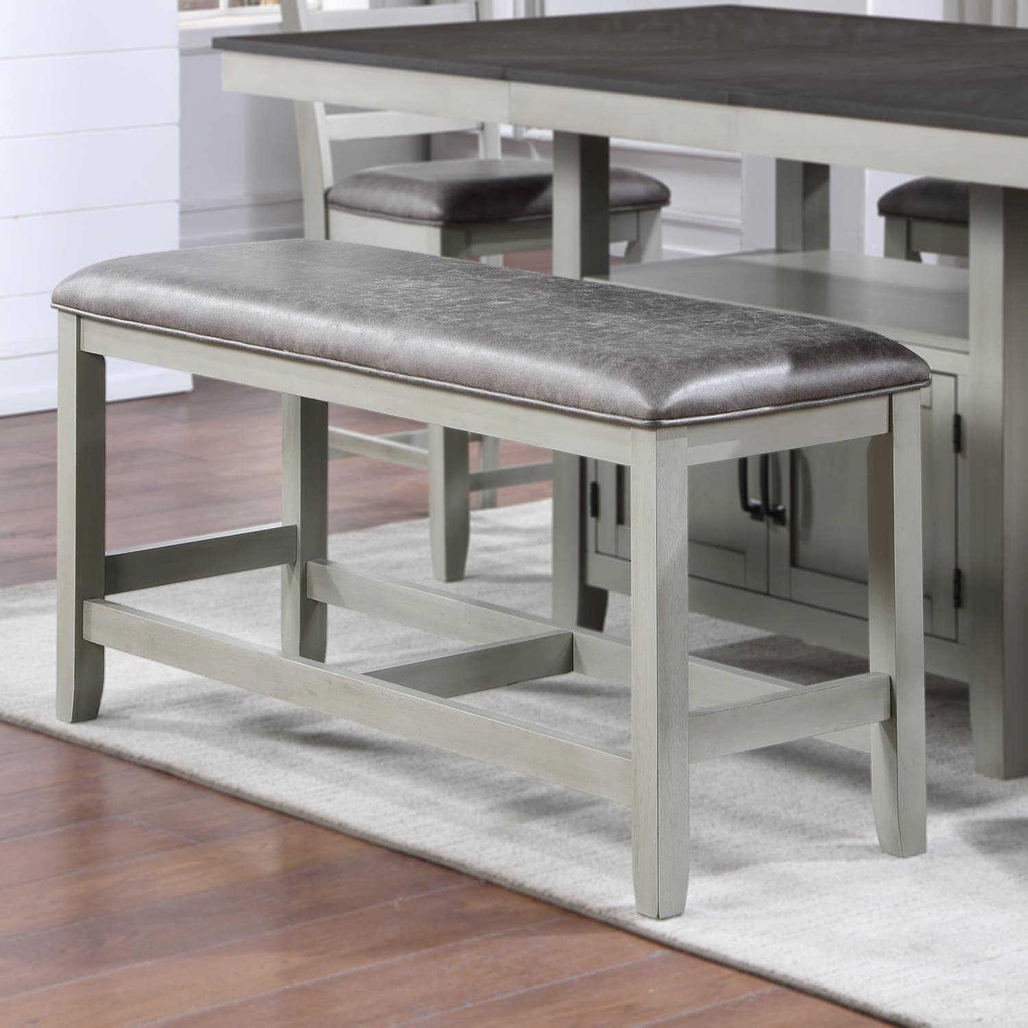 Steve Silver Hyland Stone Gray Wood Counter Bench