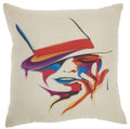 HomeRoots Multicolor 100% Cotton Contemporary Girl with Hat Throw Pillow