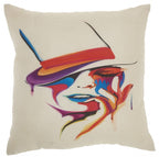 HomeRoots Multicolor 100% Cotton Contemporary Girl with Hat Throw Pillow